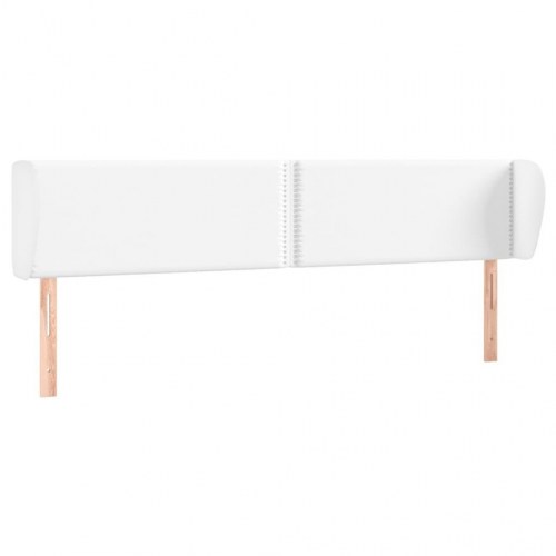 Sengegavl med kanter 183x23x78/88 cm kunstlæder hvid