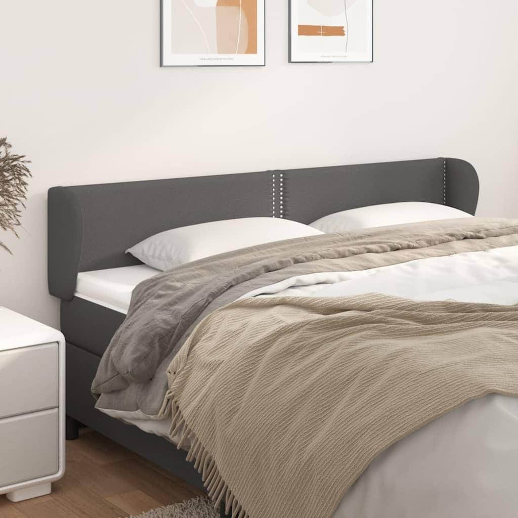 Sengegavl med kanter 203×23×78/88 cm - kunstlæder, grå