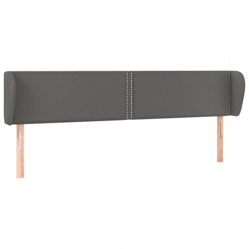 Sengegavl med kanter 203×23×78/88 cm - kunstlæder, grå