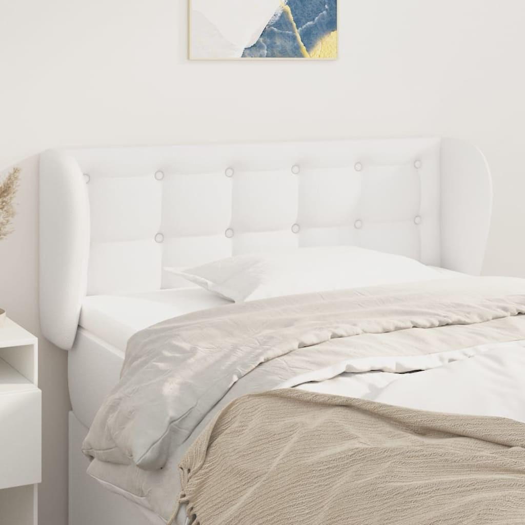 Sengegavl med kanter 83×23×78/88 cm i hvid kunstlæder