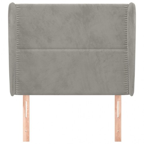 Sengegavl med kanter i fløjl - 103x23x118/128 cm, lysegrå