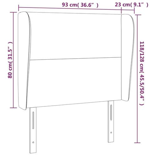 Sengegavl med kanter 93x23x118/128 cm kunstlæder hvid