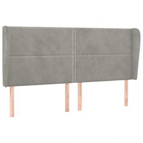 Sengegavl med kanter 163x23x118/128 cm fløjl lysegrå
