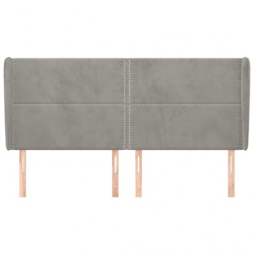 Sengegavl med kanter 163x23x118/128 cm fløjl lysegrå