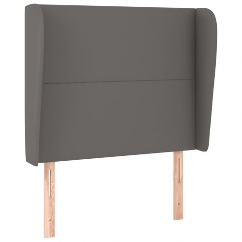 Sengegavl med kanter i kunstlæder 103 x 23 x 118/128 cm - grå