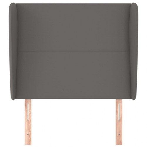 Sengegavl med kanter i kunstlæder 103 x 23 x 118/128 cm - grå