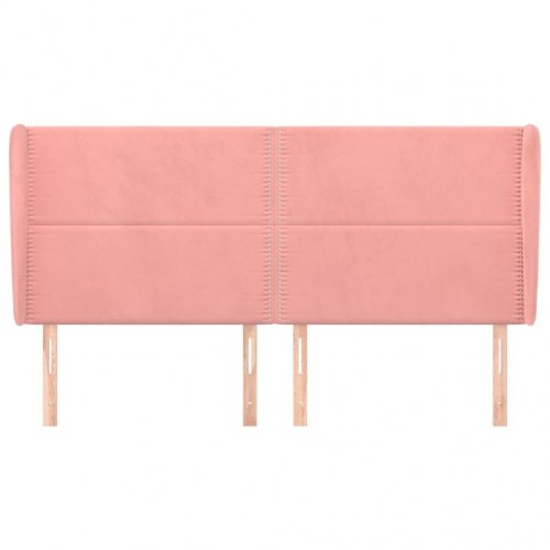 Sengegavl med kanter 183x23x118/128 cm fløjl lyserød