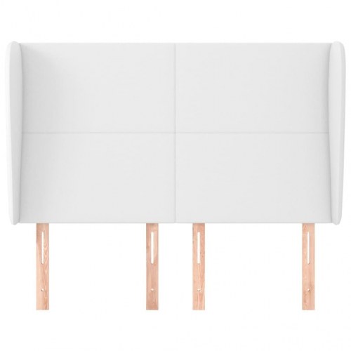 Sengegavl med kanter i kunstlæder 147 x 23 x 118/128 cm - hvid