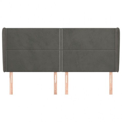 Sengegavl med kanter i fløjl - 203x23x118/128 cm, mørkegrå