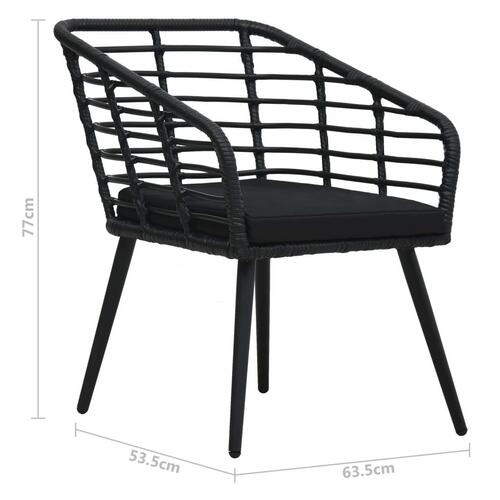 Bistrosæt 3 dele polyrattan sort