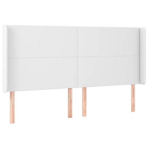 Sengegavl med kanter 163 x 23 x 118/128 cm - hvid