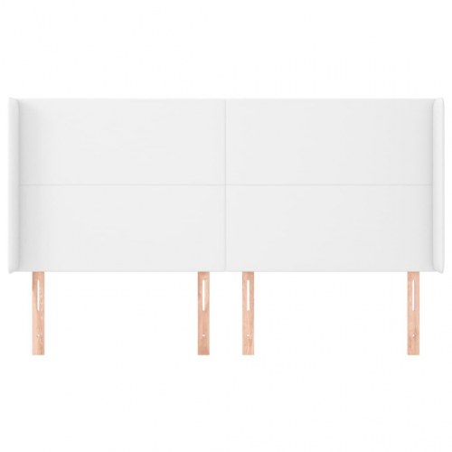 Sengegavl med kanter 163 x 23 x 118/128 cm - hvid