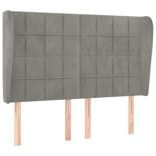 Sengegavl med kanter 147 x 23 x 118/128 cm fløjl - lysegrå