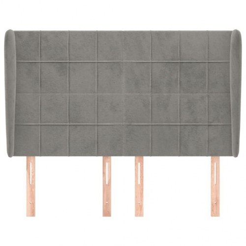 Sengegavl med kanter 147 x 23 x 118/128 cm fløjl - lysegrå