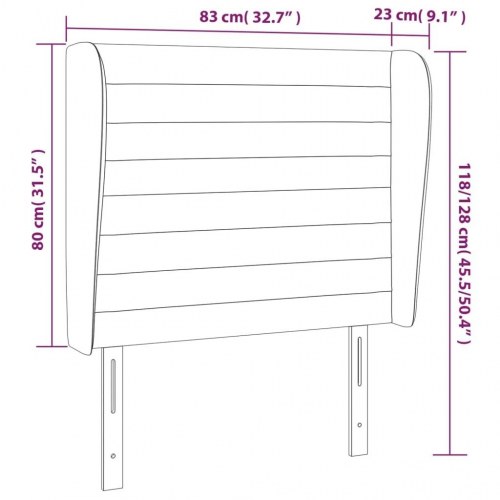 Sengegavl med kanter 83 x 23 x 118/128 cm fløjl - lysegrå