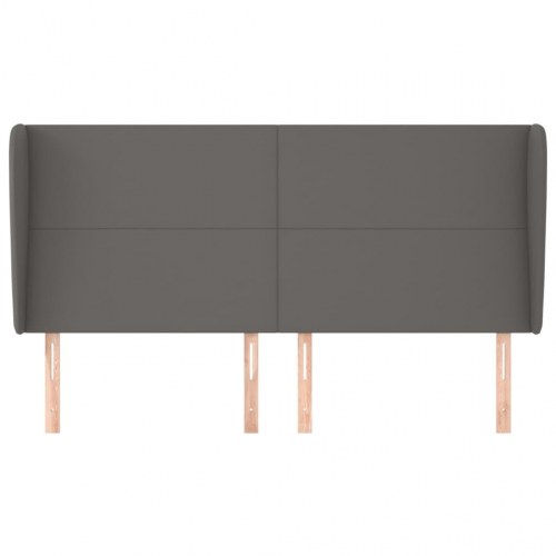 Sengegavl med kanter 203 x 23 x 118/128 cm kunstlæder - grå