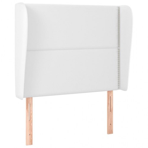 Sengegavl med kanter 83x23x118/128 cm kunstlæder hvid