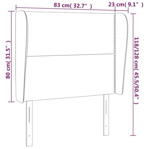 Sengegavl med kanter 83x23x118/128 cm kunstlæder grå