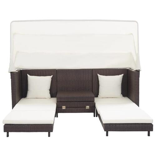 Udvidelig 3 personers sovesofa med tag polyrattan brun