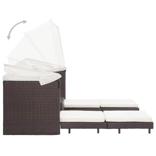 Udvidelig 3 personers sovesofa med tag polyrattan brun