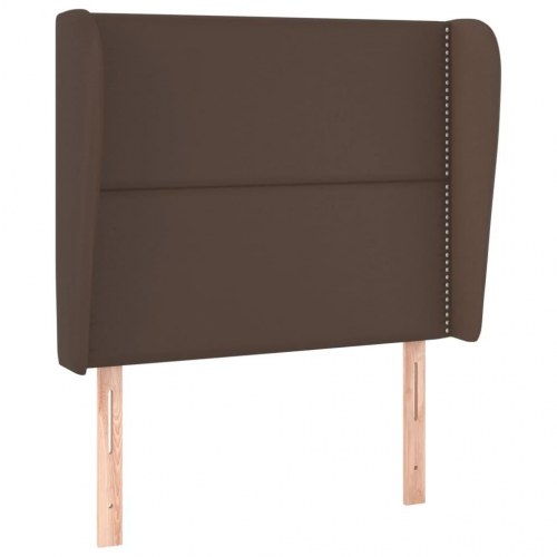 Sengegavl med kanter 93x23x118/128 cm kunstlæder brun