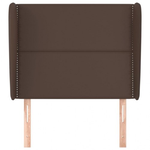 Sengegavl med kanter 93x23x118/128 cm kunstlæder brun