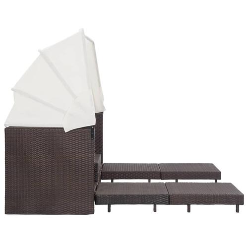 Udvidelig 3 personers sovesofa med tag polyrattan brun