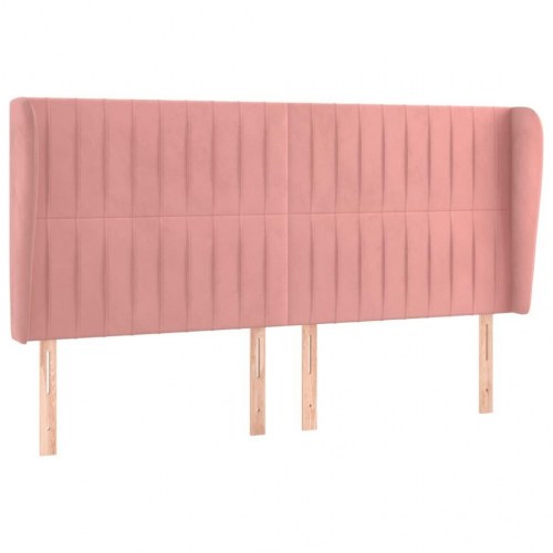 Sengegavl med kanter i fløjl 163 x 23 x 118/128 cm - lyserød