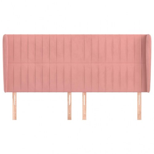 Sengegavl med kanter i fløjl 163 x 23 x 118/128 cm - lyserød