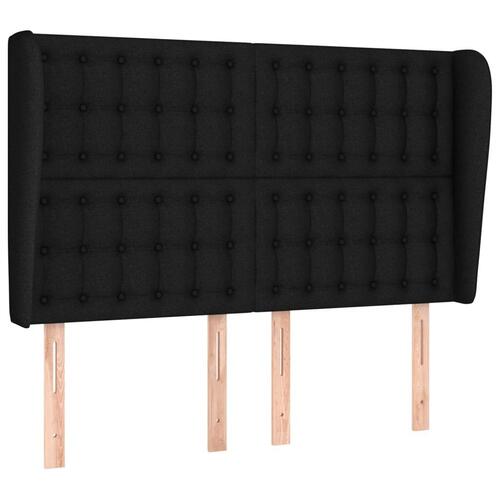 Sengegavl med kanter 147x23x118/128 cm stof sort