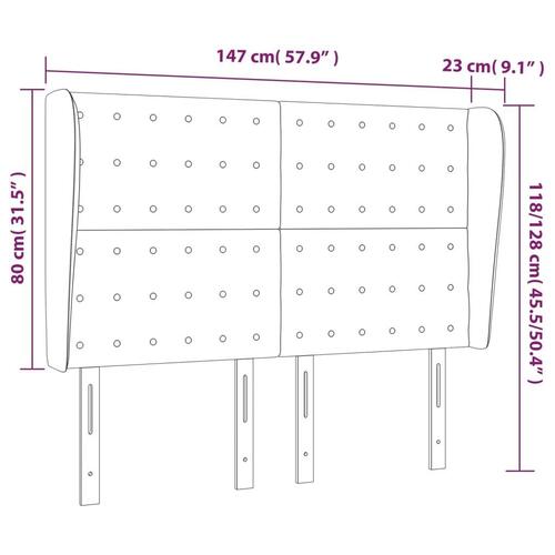 Sengegavl med kanter 147x23x118/128 cm stof sort