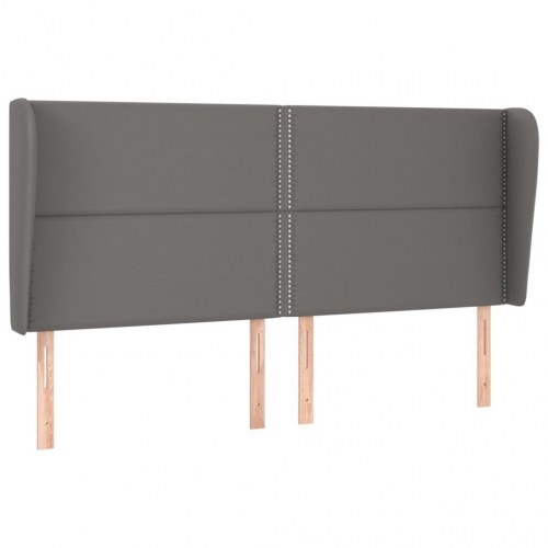 Sengegavl med kanter 163x23x118/128 cm kunstlæder grå