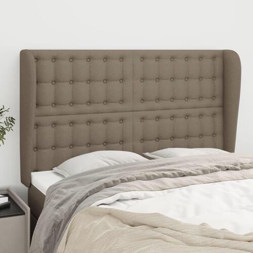 Sengegavl med kanter 147x23x118/128 cm stof gråbrun