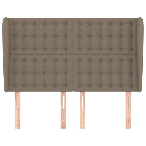 Sengegavl med kanter 147x23x118/128 cm stof gråbrun