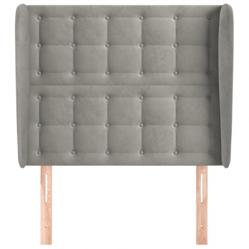Sengegavl med kanter i fløjl 93 x 23 x 118/128 cm - lysegrå