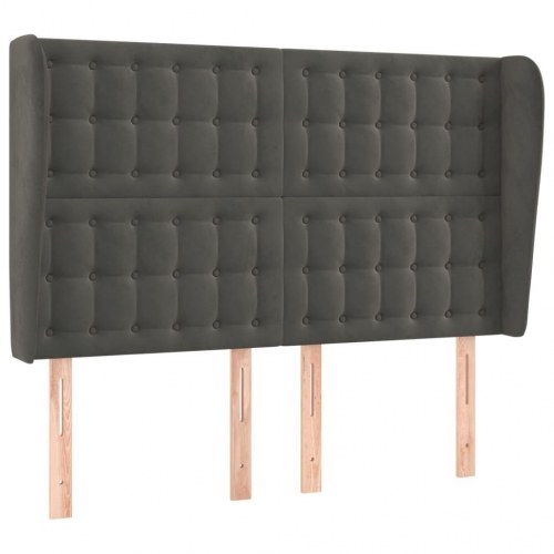 Sengegavl med kanter 147 x 23 x 118/128 cm - mørkegrå