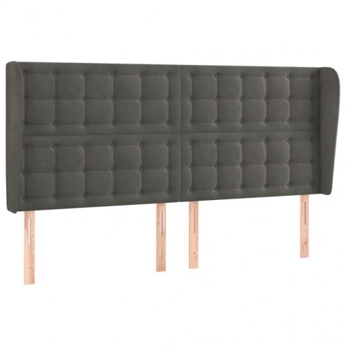 Sengegavl med kanter 163 x 23 x 118/128 cm - mørkegrå
