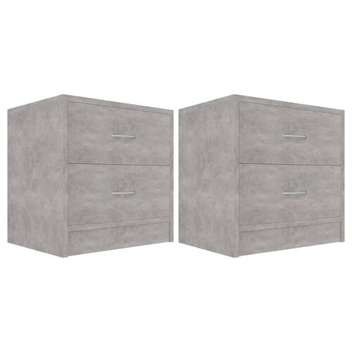Sengeborde 2 stk. 40x30x40 cm konstrueret træ betongrå