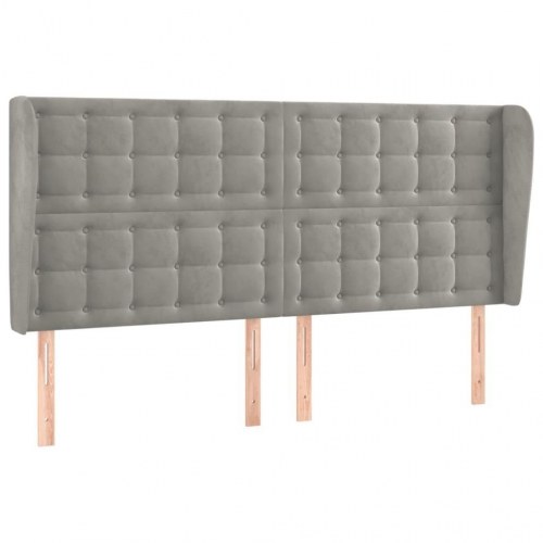 Sengegavl med kanter 203 x 23 x 118/128 cm fløjl - lysegrå