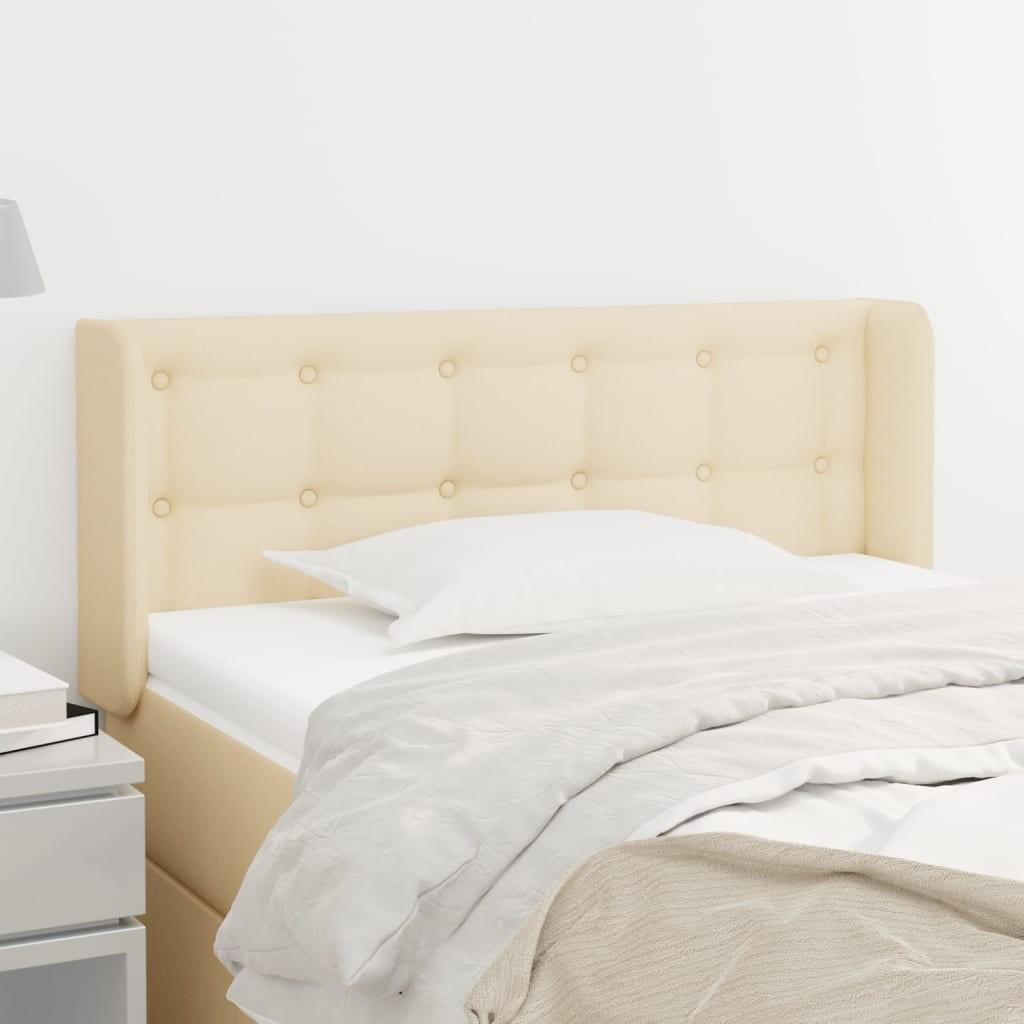 Sengegavl med kanter 103×16×78/88 cm - stof, cremefarvet