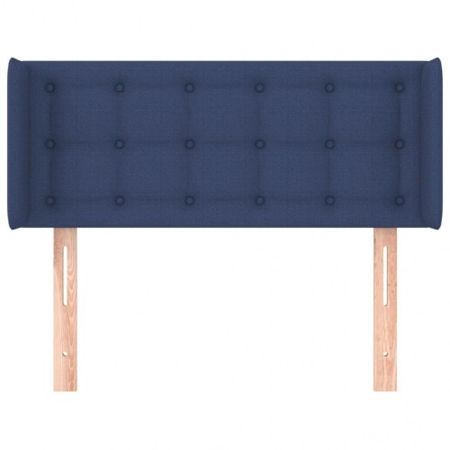 Sengegavl med kanter 103 x 16 x 78/88 cm stof - blå