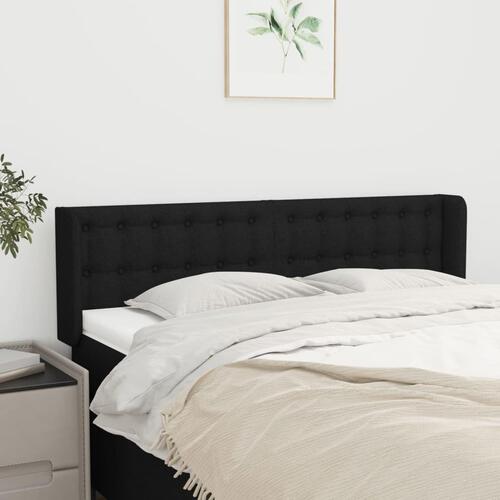 Sengegavl med kanter 147x16x78/88 cm stof sort