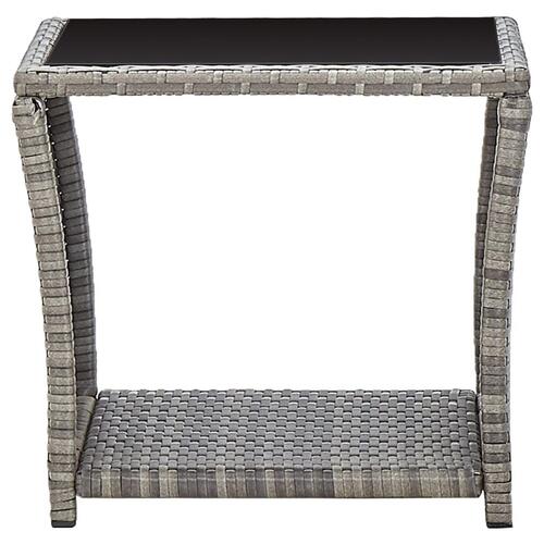 Sofabord 45x45x40 cm polyrattan og glas grå