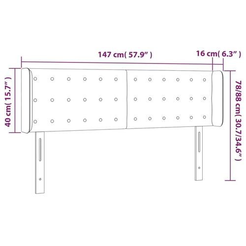 Sengegavl med kanter 147x16x78/88 cm stof sort