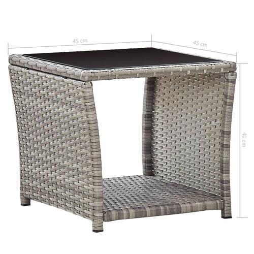 Sofabord 45x45x40 cm polyrattan og glas grå