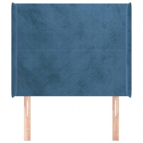 Sengegavl med kanter i fløjl - 103x16x118/128 cm, mørkeblå