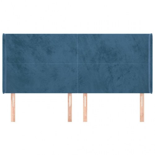 Sengegavl med kanter i fløjl - 183×16×118/128 cm, mørkeblå