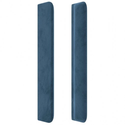 Sengegavl med kanter i fløjl - 203×16×118/128 cm, mørkeblå