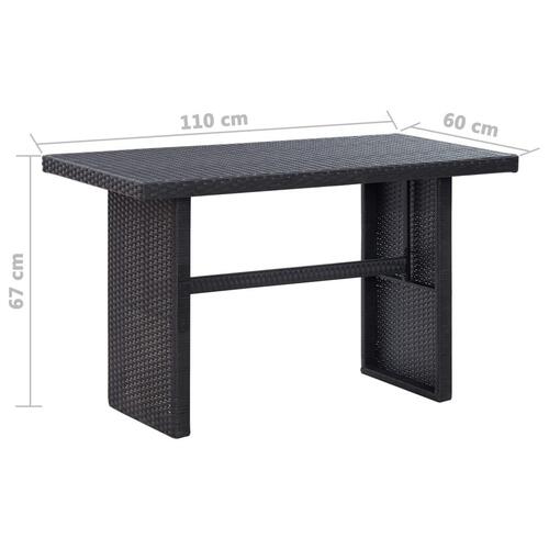Havebord 110x60x67 cm polyrattan sort