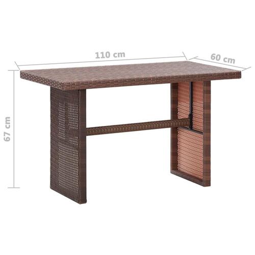 Havebord 110x60x67 cm polyrattan brun